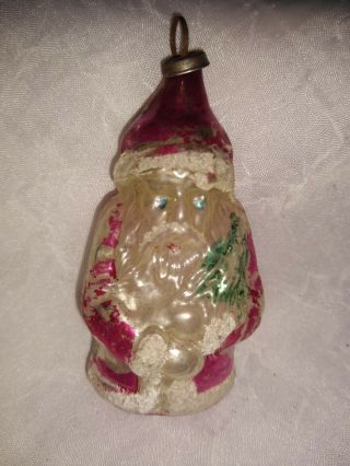 Vintage Antique German Mercury Glass Figural Santa Claus Christmas Ornament 66