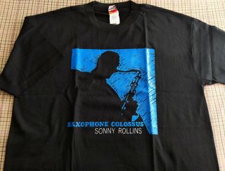 Vintage Jazz T - Shirt - Sonny Rollins - Saxophone Colossus Black/blue L Nm Orig