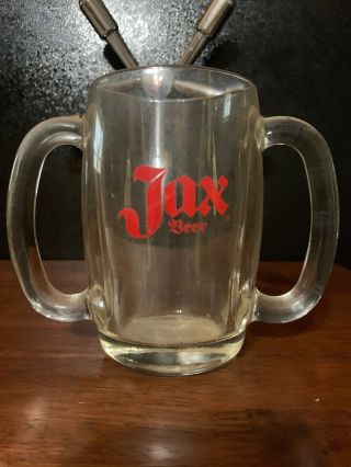 Jax Beer Double Handle Mug Cup Glass Vintage Jackson Brewery Orleans La