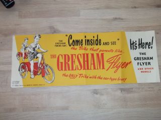 Vintage Shop Advertising Window Poster Gresham Flyer Bicycle Trike Cycling 1950s