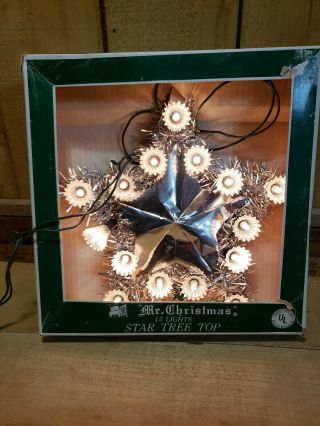 Vintage 1970s Mr Christmas 15 Light Silver Star Tree Topper Style 8860