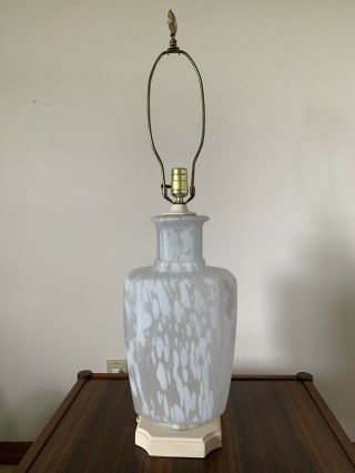 Large Mid Century Modern Murano White Table Lamp Art Glass Lamp