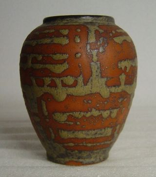 Vtg 60s/70s Carstens Orange Pattern Lava Pottery Vase
