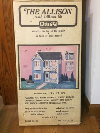 Vintage Allison Wood Dollhouse Kit.  Artply.  Model 77.  Made In Usa.