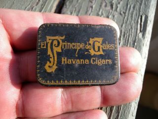 Antique Cigar Advertising Tin Matchbox Vintage Tobacco Match Safe Holder Box Old