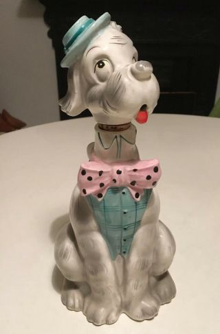 Fun Kitsch Vintage Mid Century Ceramic Long Neck Dog Decanter / Bottle