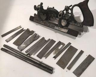 Antique Stanley No.  45 Combination Plow & Plane W/blade Set Woodworking