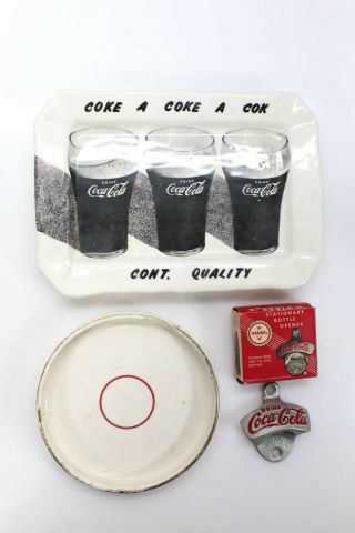 Coca Cola Vintage Bottle Opener Dish Plate Set White