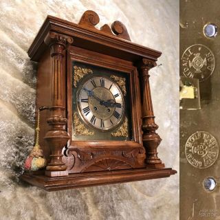 Vintage Antique Germaney Gustav Becker Strikes Wall Clock W Brass Pendulum