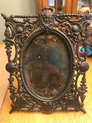 James W.  Tufts Picture Frame,  Silver Plate Chinese Man? Asian Ornate -