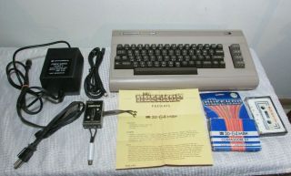 Vintage Commodore 64 Computer W/ Power Supply / Switch Box / Cables And Games