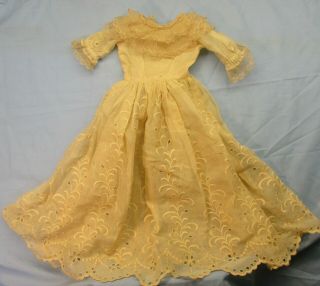 Gorgeous Vintage Organdy Gown,  Slip & Bonnet For 22 " - 24 " Antique Doll