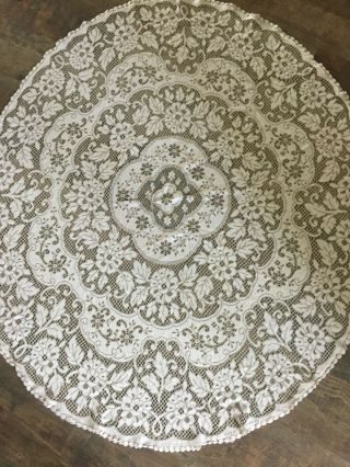 French Vintage Large Round Lace Table Cloth (134cm)