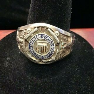 Antique Vintage United States Coast Guard Sterling Silver Ring Size 8.  75