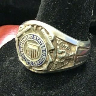Antique Vintage United States Coast Guard Sterling Silver Ring Size 8.  75 2
