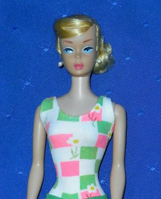 Vintage 1960s Blond Swirl Barbie Doll In Francie Bathers