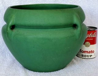 Large Roseville Pottery Matte Green 4 Handle Pot W Label