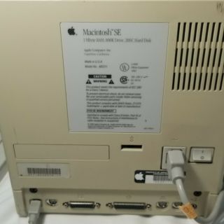 Vintage Apple Mcintosh SE Model M5011,  1MB RAM,  800K Drive,  20SC Hard Disk 2
