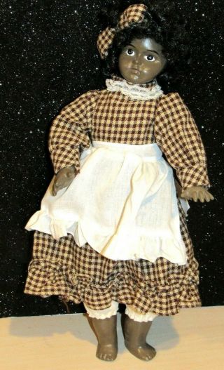 Vintage Black Americana Doll 16 " African American Girl Resin Lovely