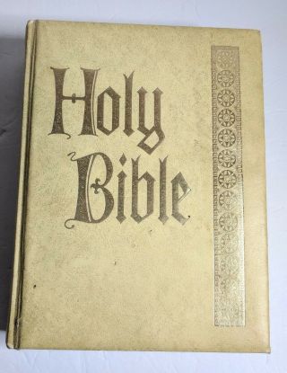 Vintage Large King James Holy Bible Family Genealogy Record Reference Writing