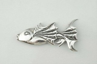 Vintage H & H Hand & Hammer Sterling Silver Pin Brooch Fish