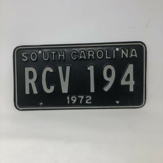 Vintage Black 1972 License Plate Tags Matching Pair South Carolina Sc Rcv - 194