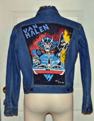 Artist Signed Vintage 1983 Van Halen Painted Jean Jacket Crazy Don