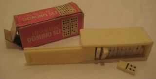 Old Miniature Doll Size 28 Pc Plastic Domino Set - Tiny Game