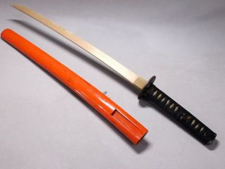 Red Saya Wakizashi Sword Koshirae 18 - 19thc Japanese Edo Samurai Antique Tsuba