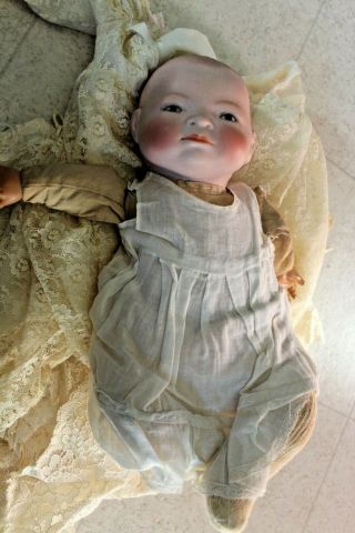 Antique Grace S.  Putnam 14 " Bisque Head Bye - Lo Baby Doll W/ Celluloid Hands