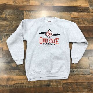 Osu Ohio State University Buckeyes Vintage Crewneck Sweatshirt Sz L Pullover 90s