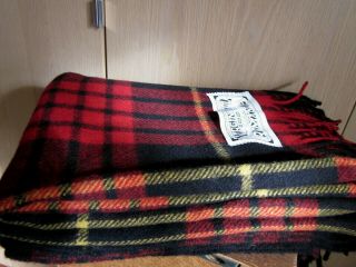 Vintage 100 Virgin Wool Throw Blanket Plaid 64 " X 52” Made In Romania
