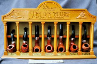 Stand & Set Of Peterson Sherlock Holmes Pipes,  Good -.