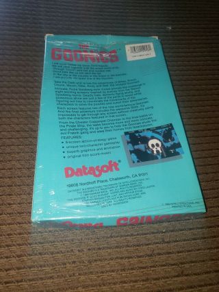 The Goonies Datasoft Atari Commodore 64 C64 Disk Complete Box Rare 2