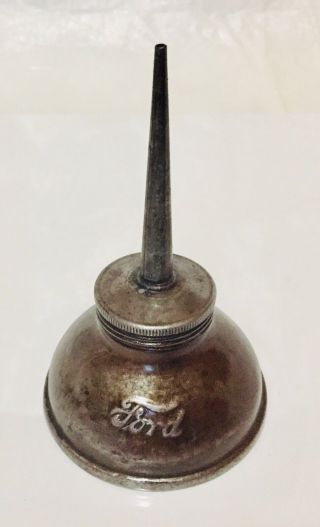 Vintage Antique Advertising Ford Script Model T Car Thumb Oiler Oil Can