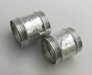Gorgeous Gorham Antique Pair Sterling Silver Napkin Rings " L " & " L "