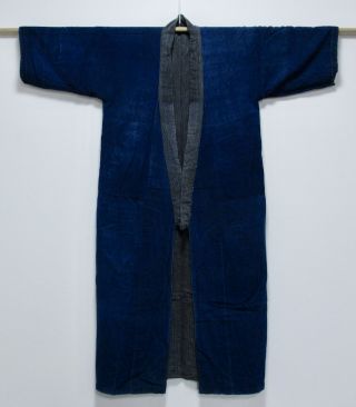 Japanese Cotton Antique Boro Kimono / Vintage Fine Indigo Blue/cotton Fabric/456