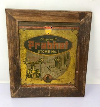 Vintage Old Prabhat Kerosene Stove Porcelain Tin Adv Sign Board Framed