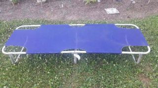 Vintage Folding Cot Aluminum Collapsible Camping Bed Wallace Leisure 72 "