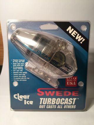 Vintage Swede Turbocast T2523 Casting Reel.  Clear Ice.