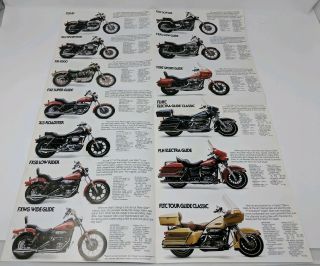 1984 Harley Davidson Motorcycle Poster 13 Models Man Cave Art Folding Color