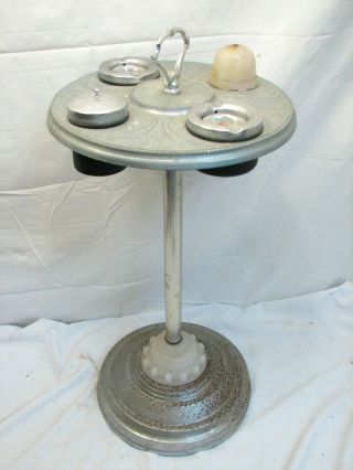 Early Art Deco Victorian Smoking Floor Stand Electric Lighter Ashtray Slag Glass