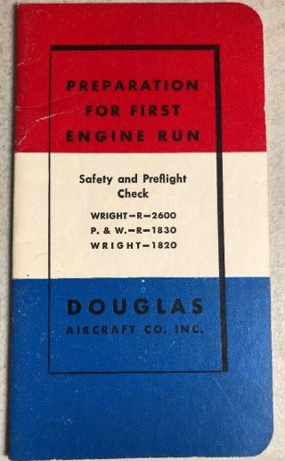 Vintage 1943 Ww2 Douglas Aircraft Company Safety & Preflight Check Booklet