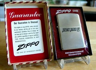 UNLIT Zippo FULL STAMP PAT.  2032695 Etch & Paint Ad Lighter w/ Candy Striped Box 2