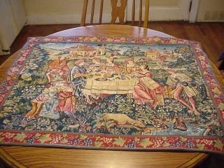 Large Vintage Goblys French Tapestry Wall Hanging,  Outstanding Quality 43 X 33