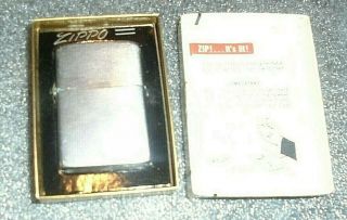 Vintage Zippo Cigarette Lighter With Box And Paper