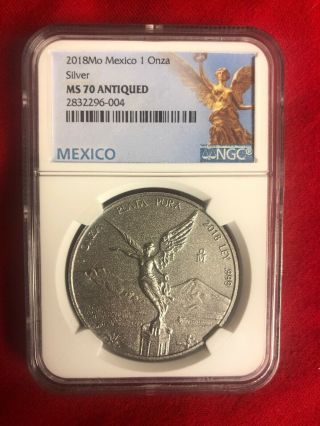 2018 Mexico 1 Onza Libertad Antique Finish Ngc Ms70 Mexico Label Fyoi