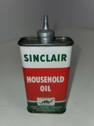 Vintage Sinclair Lead Spout 4 Oz Household Oil Tin Litho Can Dino Empty