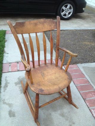 Primitive Antique Country Shaker Rocker Chair Arrow Back Hand Made