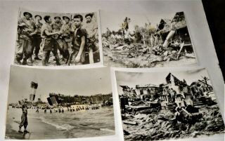 Vintage 4 Wwii Leyte Pi 1944 War Pool Photos - Descriptions On Back